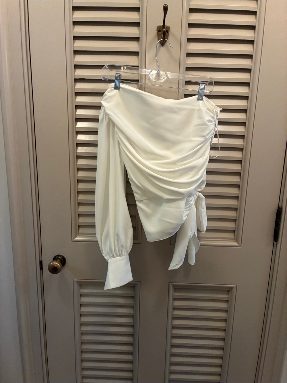 Amanda Uprichard Bexley Ivory Draped Blouse